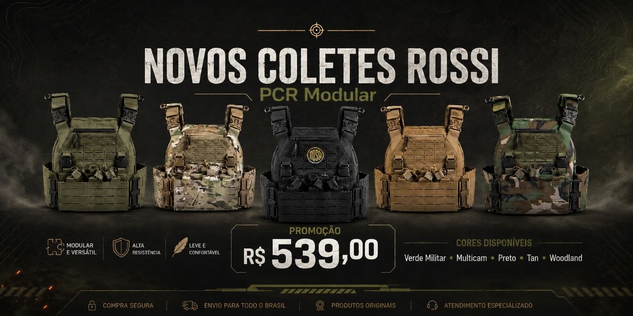 Novos coletes Rossi PCR Modular em cinco cores, promoção por R$ 539,00